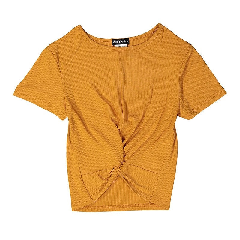 Twist Front Shirt in Mustard GIRLS