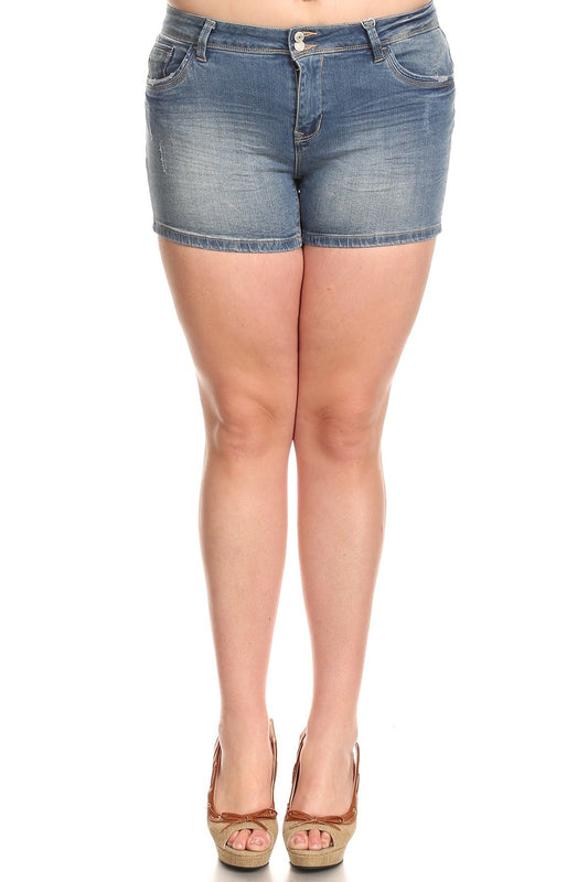 Medium Wash Denim Shorts PLUS