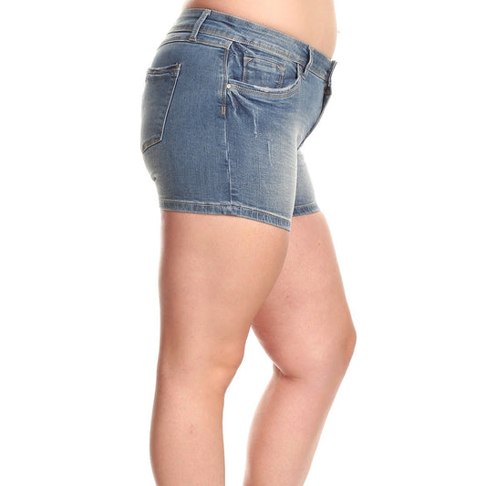 Medium Wash Denim Shorts PLUS