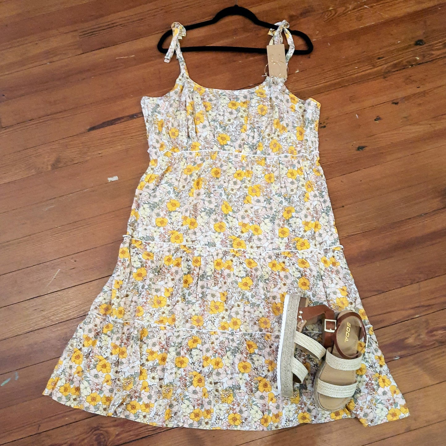 Floral Tie Sleeve Sun Dress PLUS