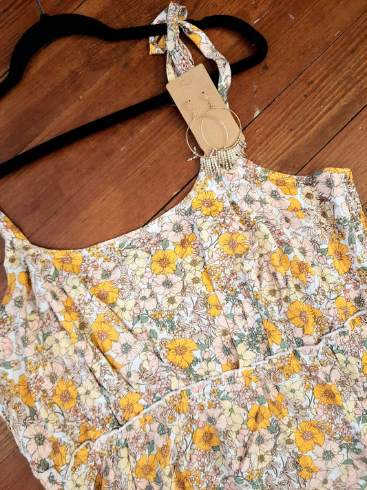 Floral Tie Sleeve Sun Dress PLUS