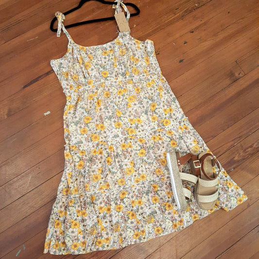 Floral Tie Sleeve Sun Dress PLUS