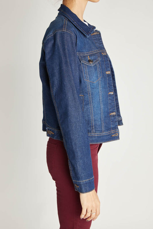 Dark Wash Stretch Denim Jacket
