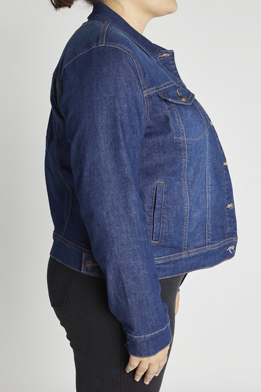 Dark Wash Stretch Denim Jacket PLUS
