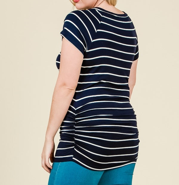 You're My Favorite Striped Top in Navy PLUS