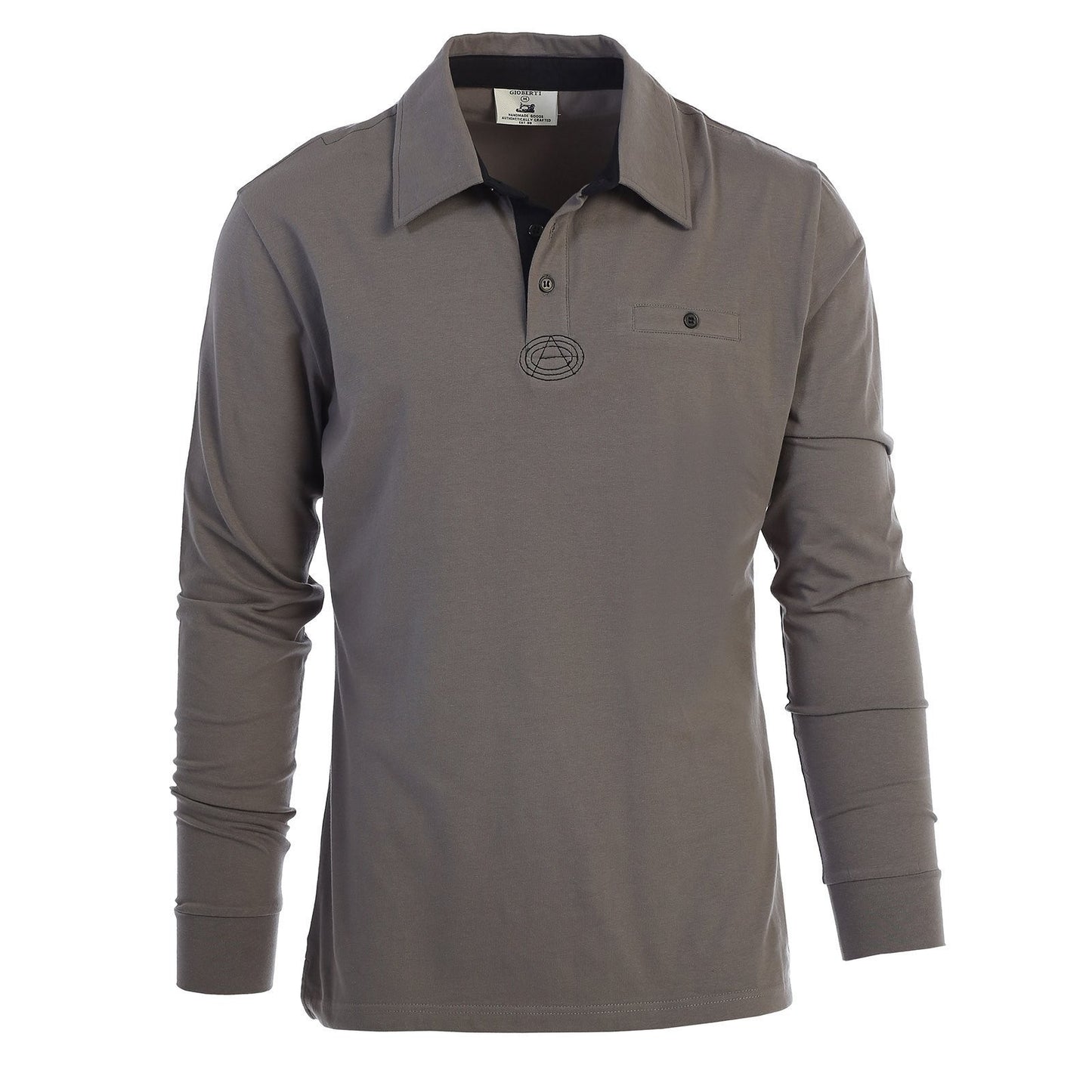 Long Sleeve Polo Shirt in Gray MEN