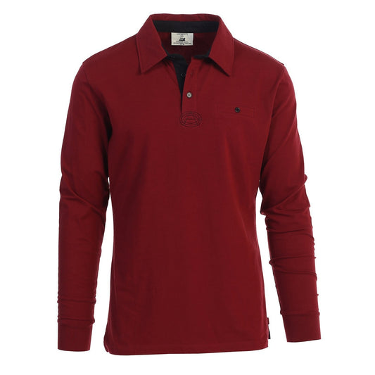 Long Sleeve Polo Shirt in Burgundy MEN