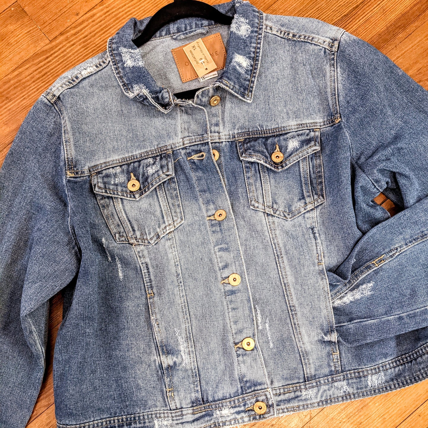 Distressed Denim Jacket PLUS
