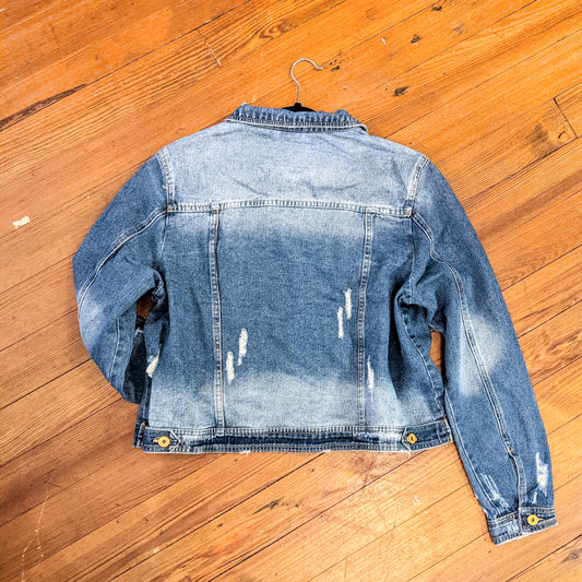 Distressed Denim Jacket PLUS