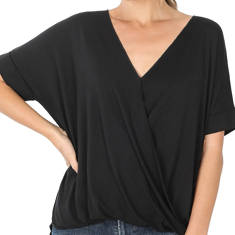 Stormy Weather Draped Front Top in Black