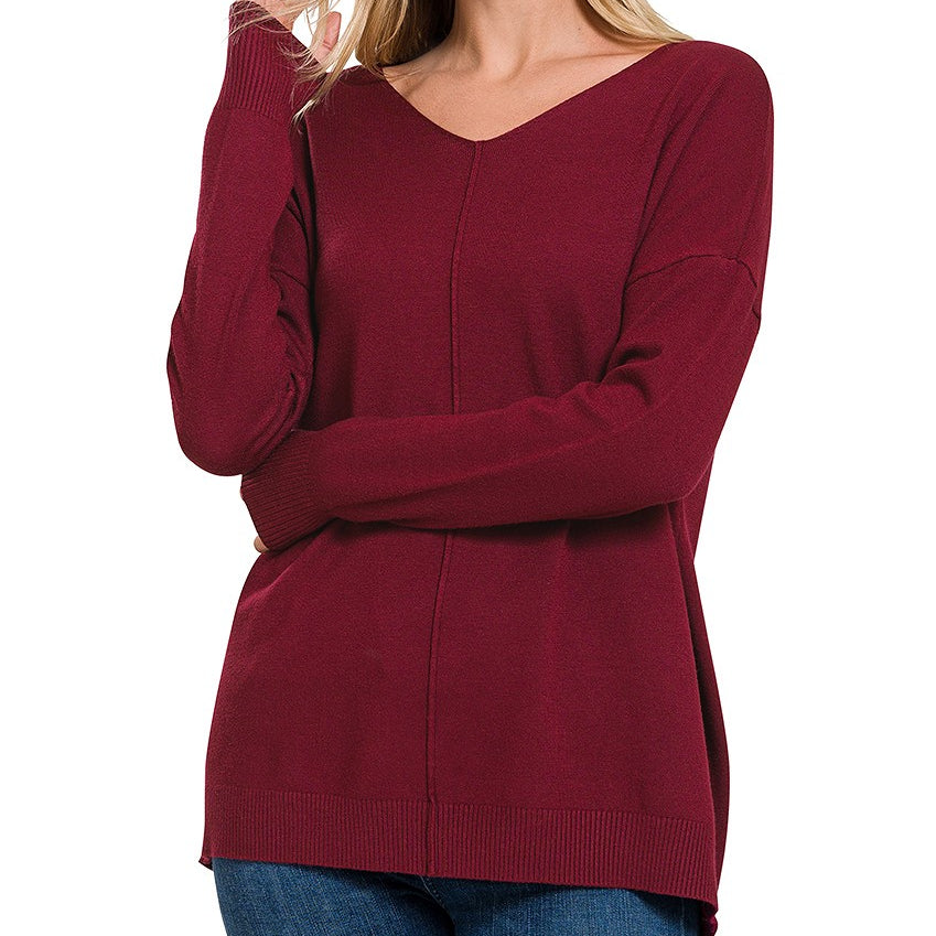 La Vie En Rose Oversized Sweater in Dk Burgundy
