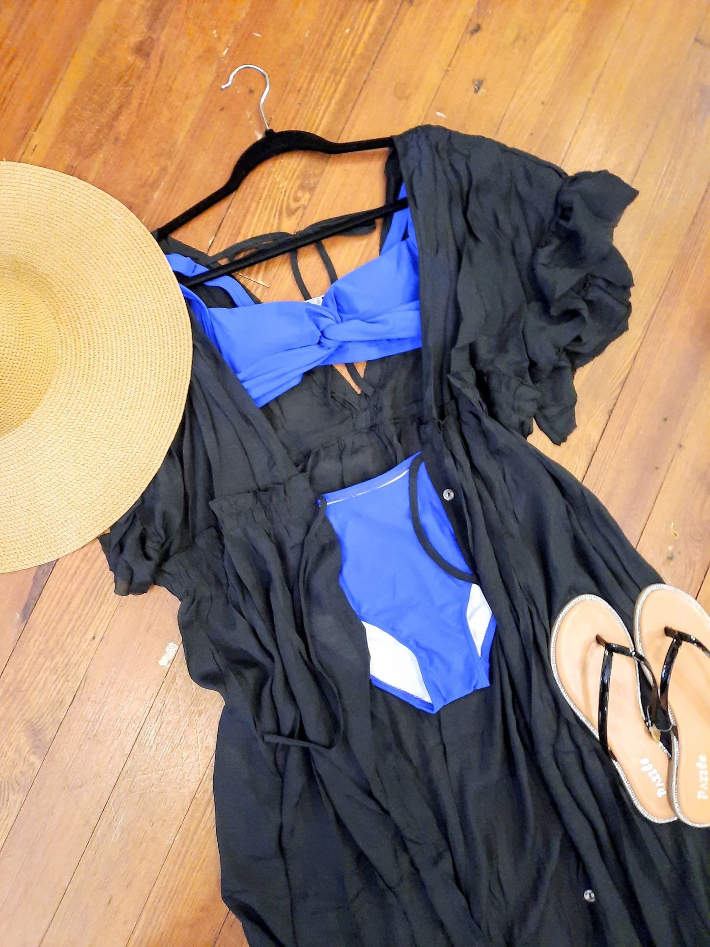 Blue Twist Front Bikini Set