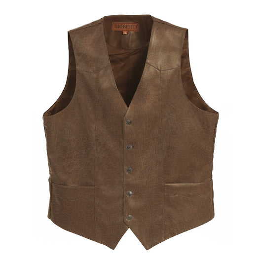 Faux Leather Vest in Camel MEN