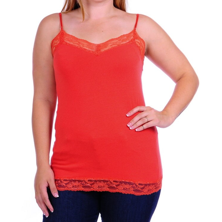 It Had to be You Lace Camisole in Red PLUS
