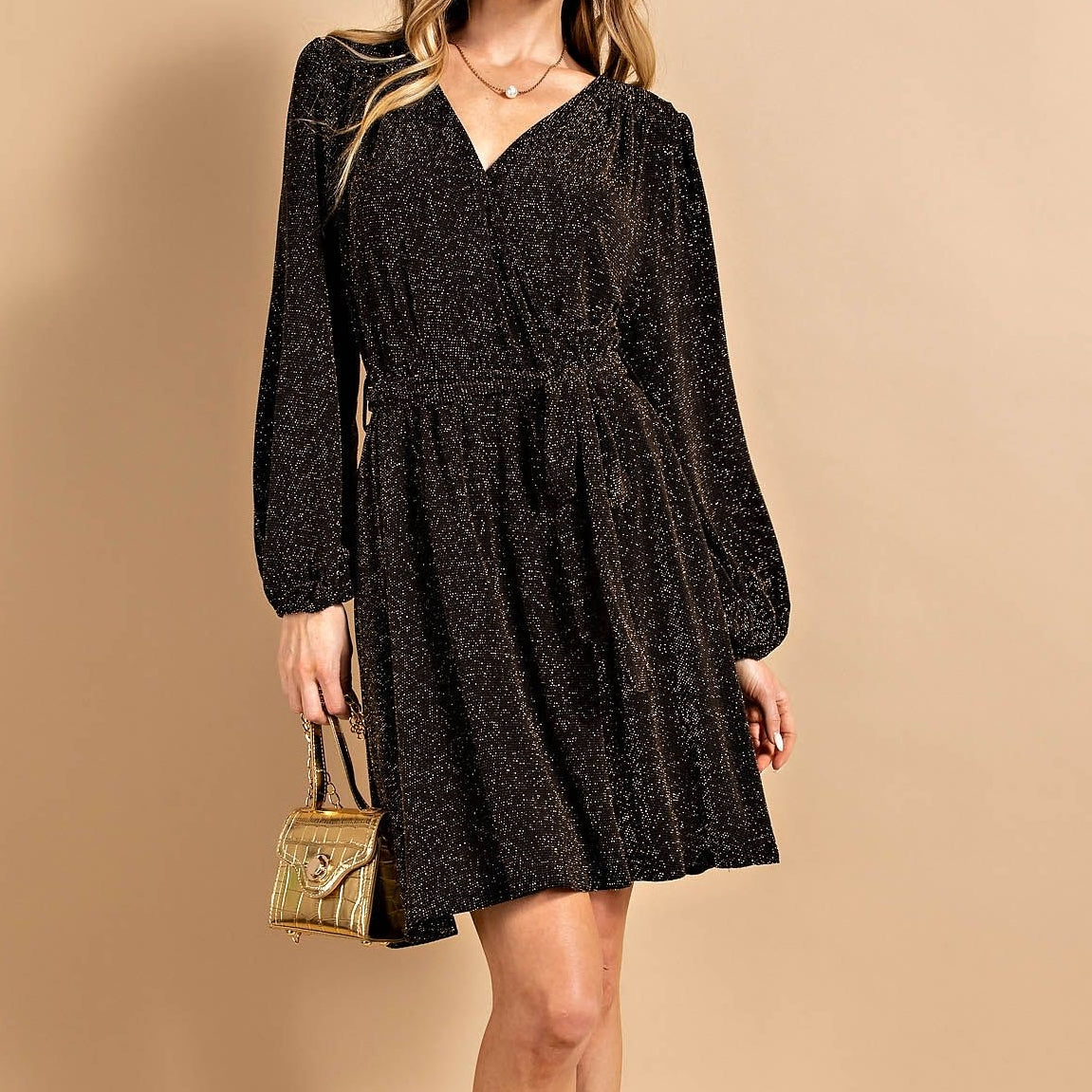 Black Metallic Party Dress