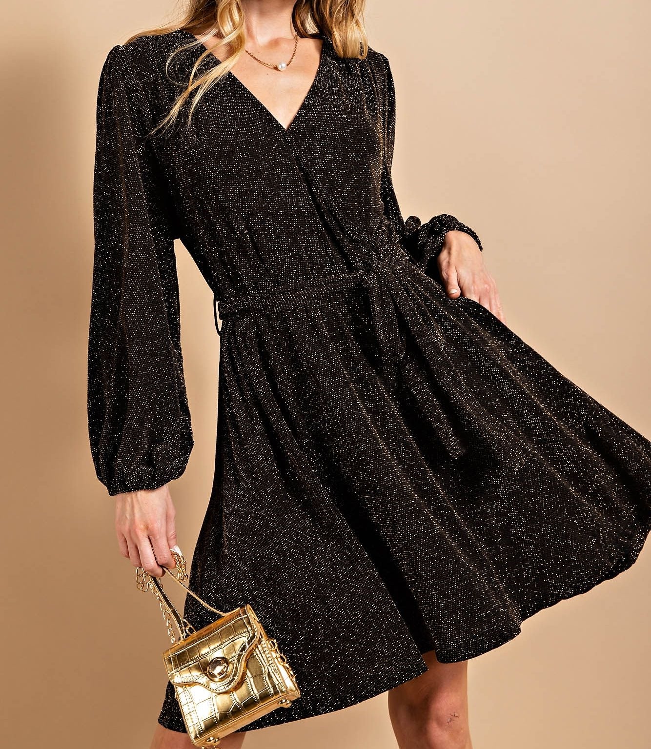 Black Metallic Party Dress