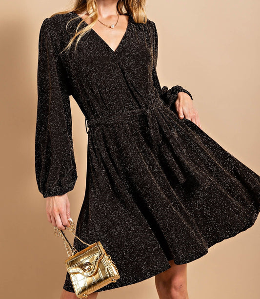 Black Metallic Party Dress