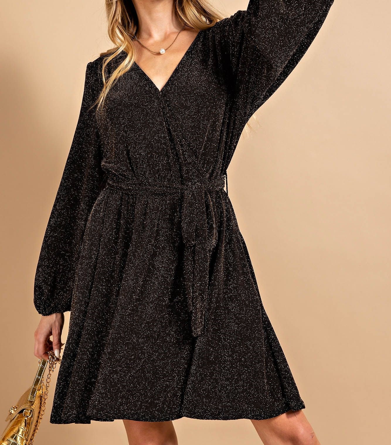 Black Metallic Party Dress