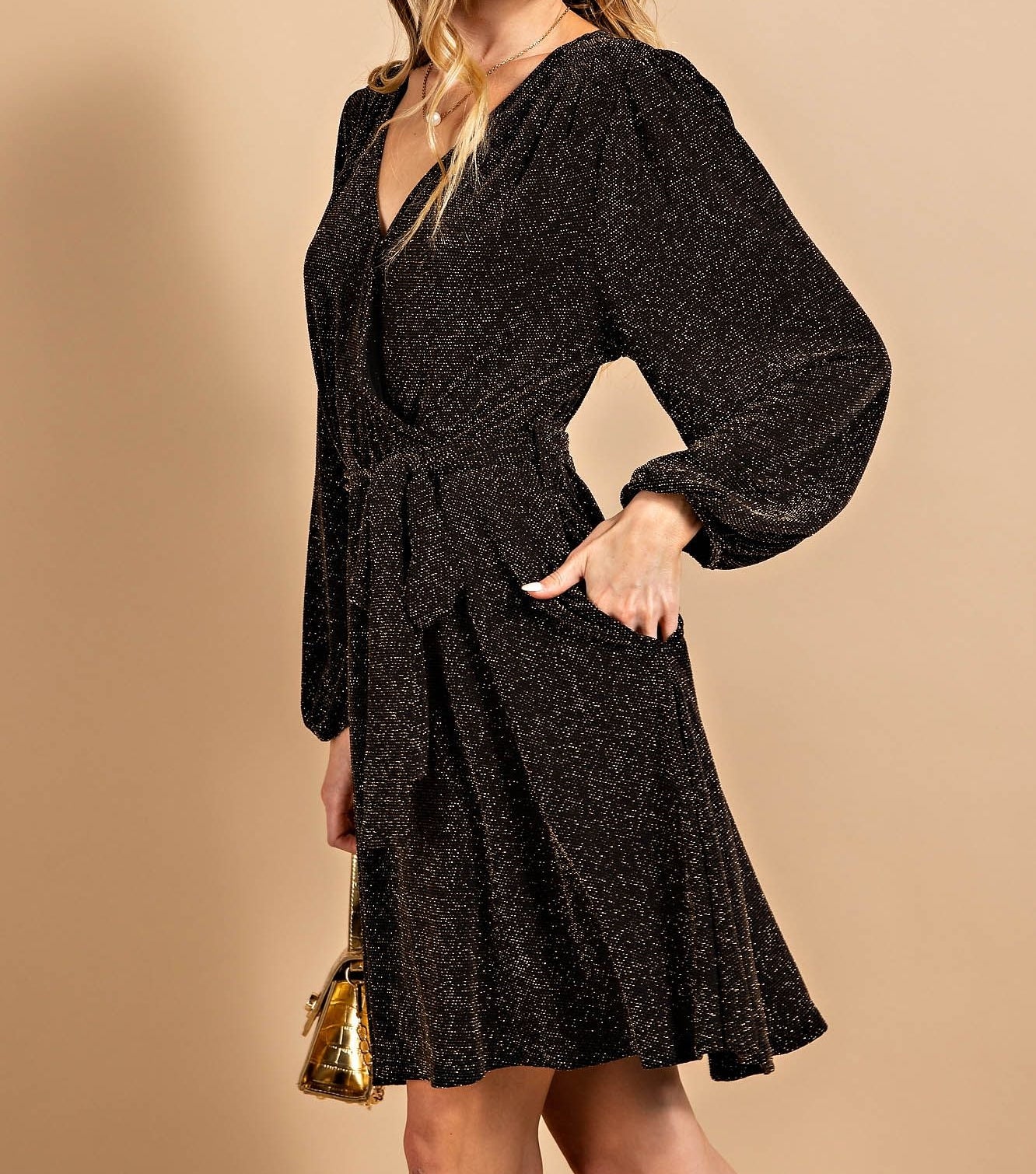 Black Metallic Party Dress