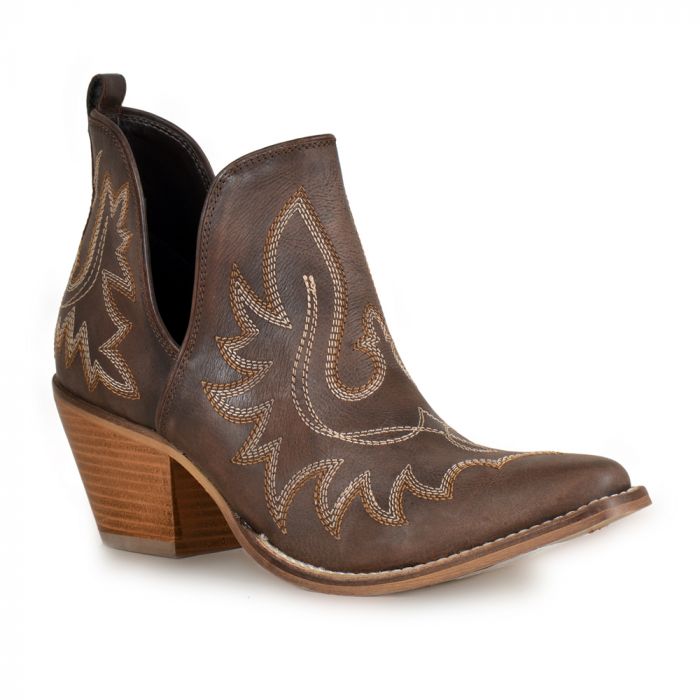 MYRA “Alba Roja” Genuine Leather Western Boots – Dark Brown