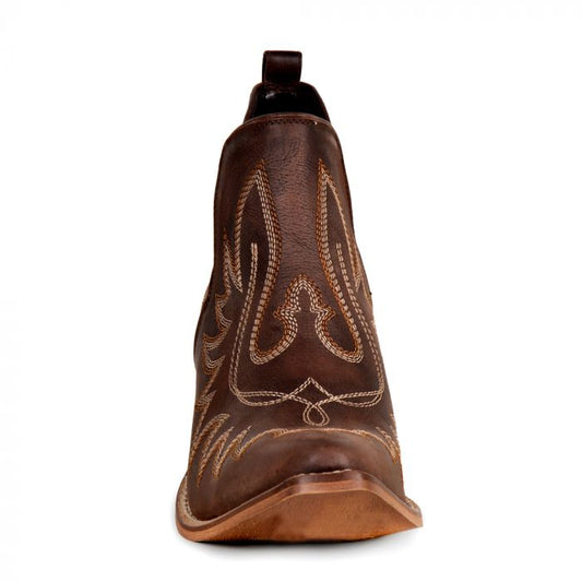 MYRA “Alba Roja” Genuine Leather Western Boots – Dark Brown