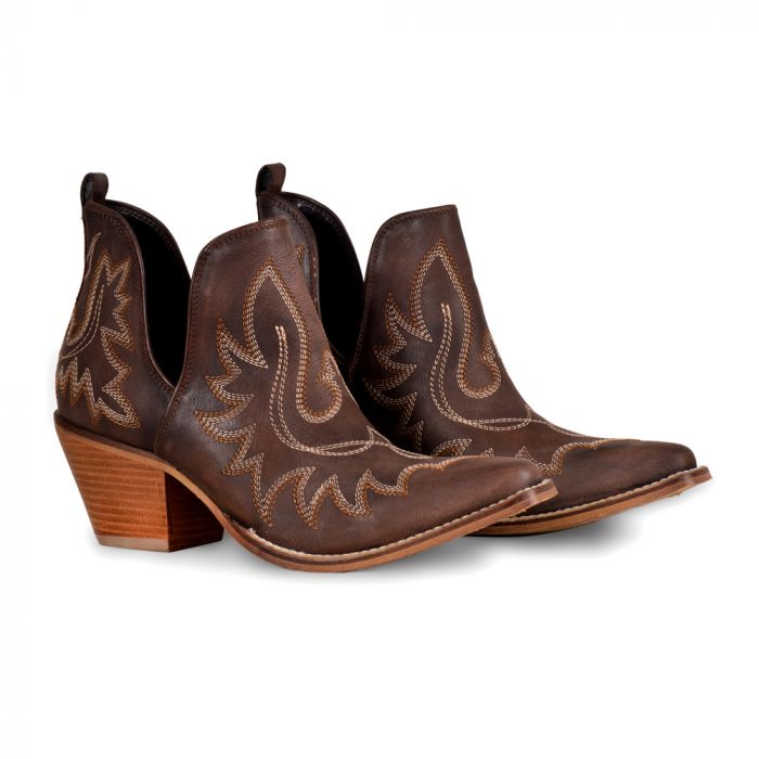 MYRA “Alba Roja” Genuine Leather Western Boots – Dark Brown
