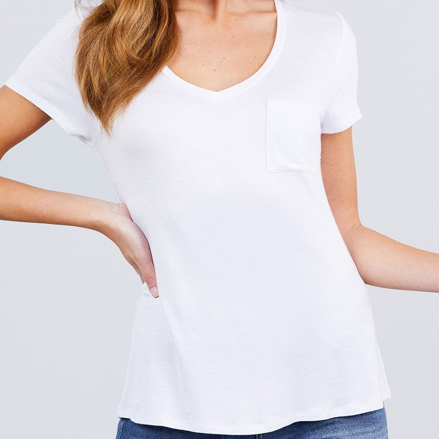 V is for Victory Relaxed Pocket Tee in Off White