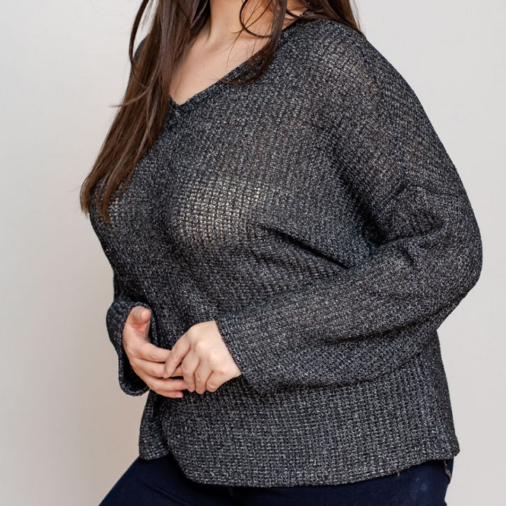 Dream Come True Relaxed Sweater in Charcoal PLUS 2312