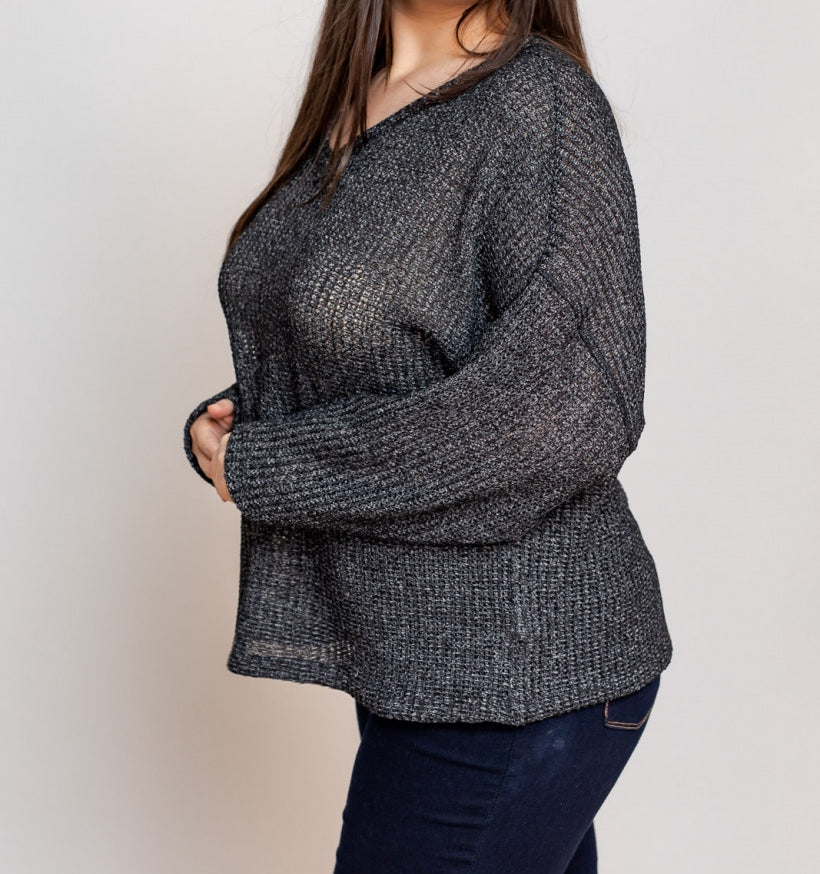 Dream Come True Relaxed Sweater in Charcoal PLUS 2312