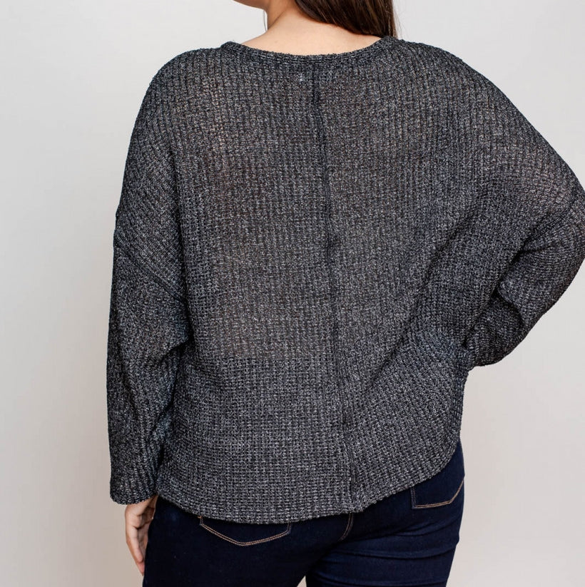 Dream Come True Relaxed Sweater in Charcoal PLUS