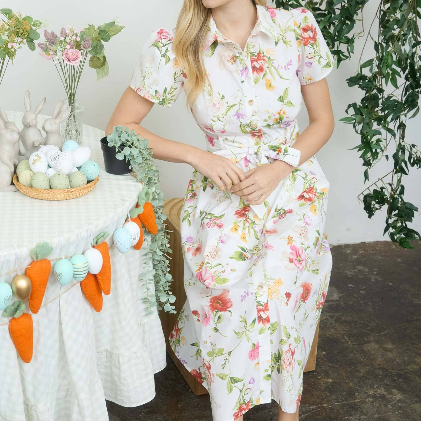 Wildflower Lane Belted Midi Shirt Dress