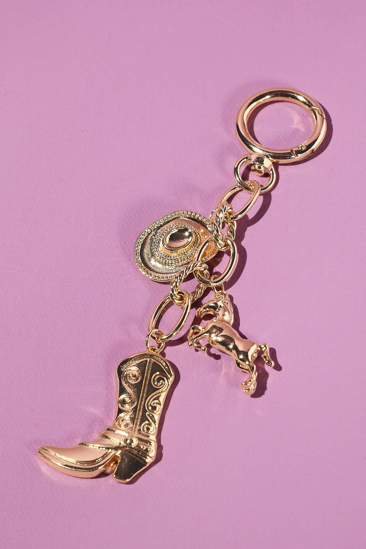 Gold Boot Metal Chain Western Bag Charm