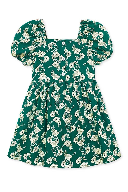 Toddler's Floral Dress W/ Puff Sleeves