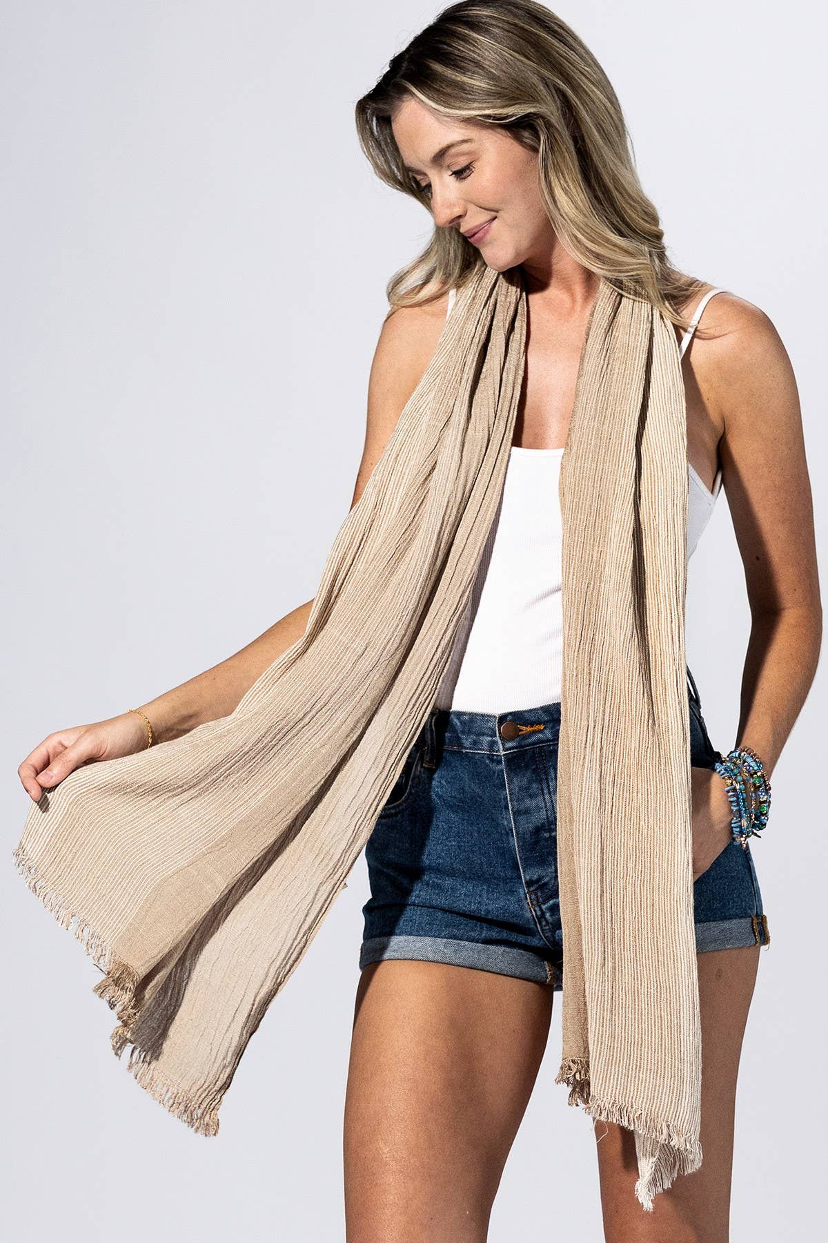 Light Gray Colorblock Scarf