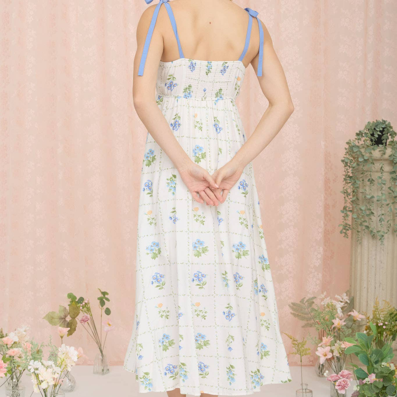 Sunlit Terrace Tie-Strap Midi Dress