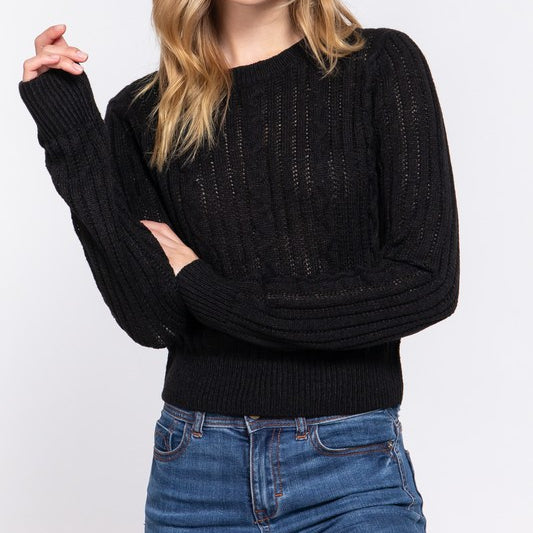 Winter Dream Cable Knit Sweater in Black