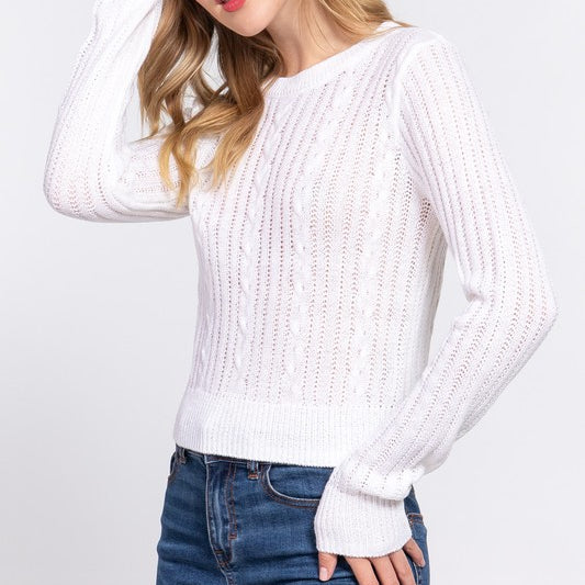 Winter Dream Cable Knit Sweater in Off White