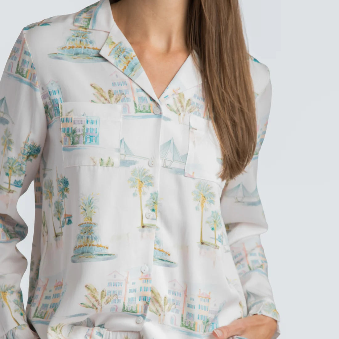 Charleston Watercolor Long Pajama Set 2897