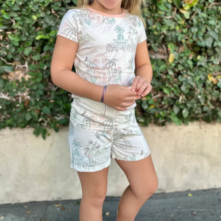 Charleston Silhouette Scene Kids Pajama Short Set