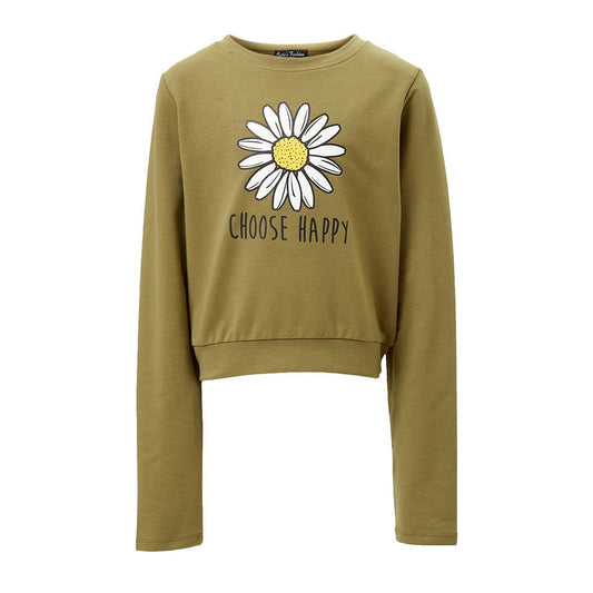 Choose Happy Daisy Sweater GIRLS in Olive