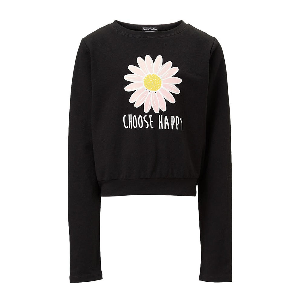 Choose Happy Daisy Sweater GIRLS in Black