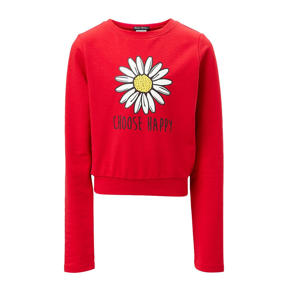 Choose Happy Daisy Sweater GIRLS in Red