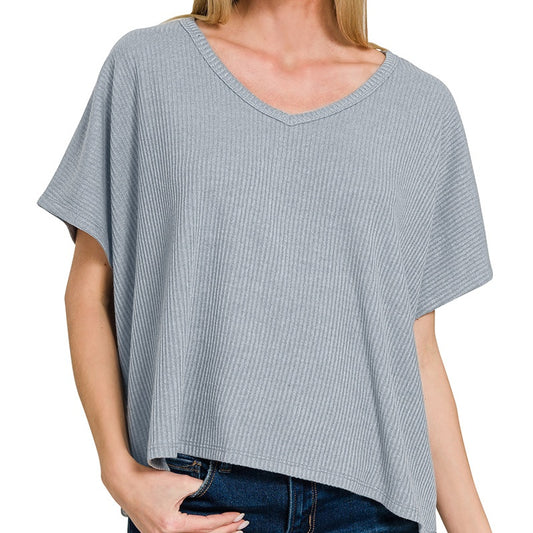 Essential Ribbed V-Neck Sweater Tee