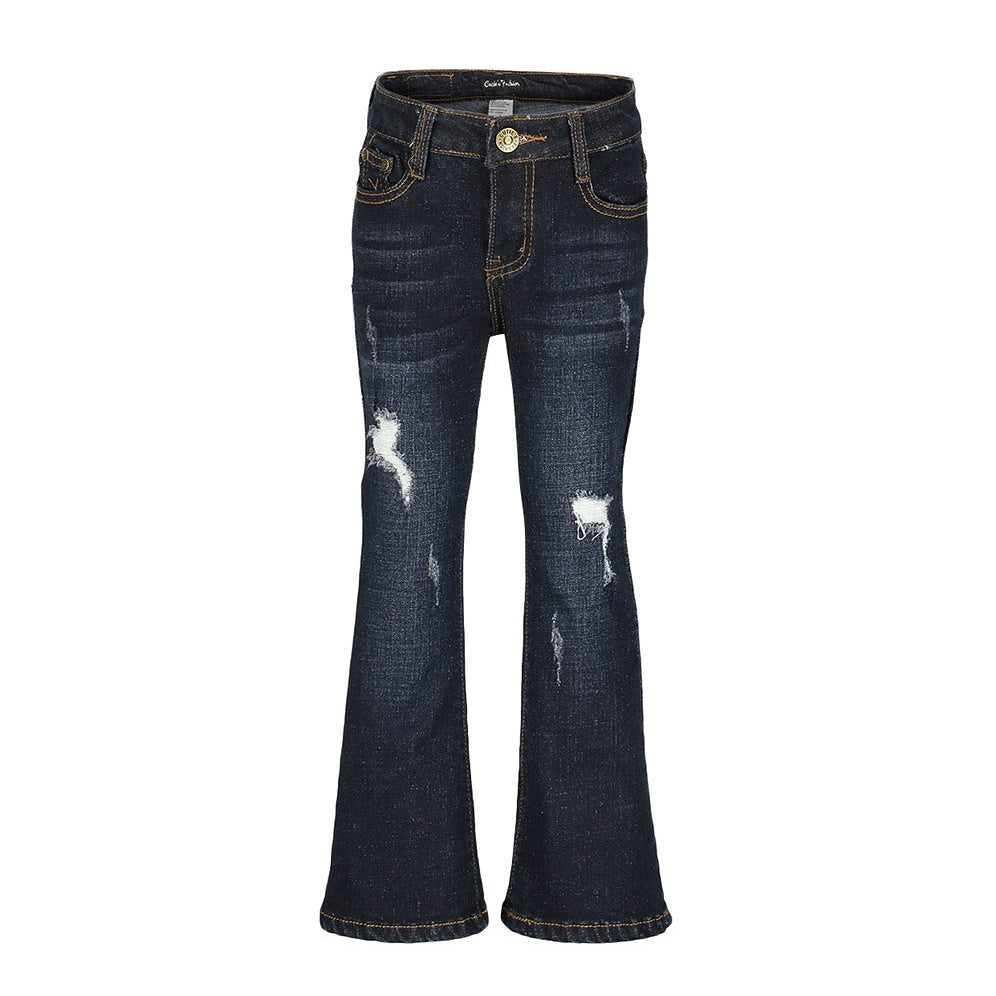 Flare Leg Denim Jeans in Dk Wash GIRLS