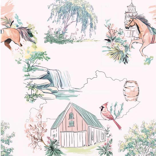 Kentucky Summer Scene Pajama Cami Short Set
