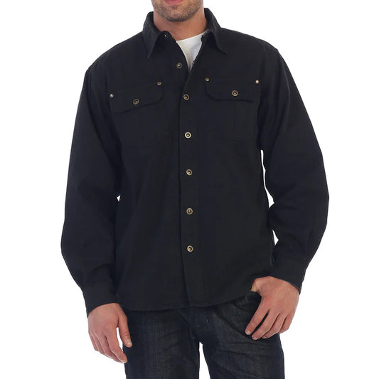 Twill Jacket with Flannel Lining in Black MEN