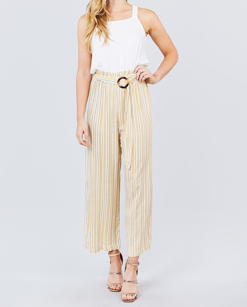 Square Neck Striped Jumpsuit