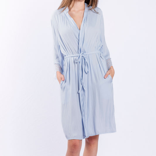 Periwinkle Blue Satin Robe