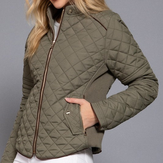 Winter Wonderland Quilted Jacket in Olive