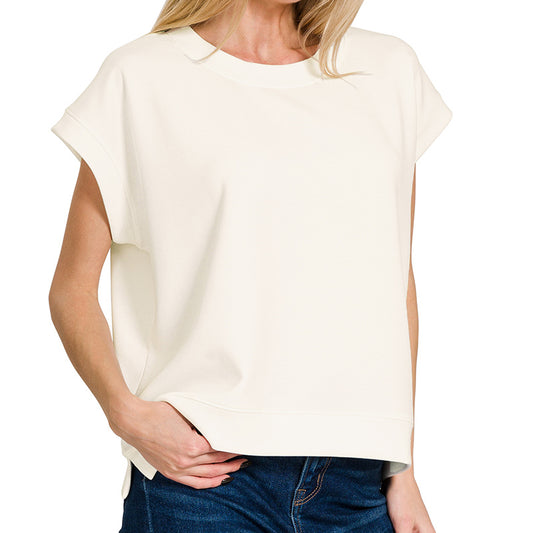 Ivory Scuba Short Sleeve Sweatshirt Vest